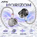 ATK Horizon Gunmetal Gray Wired Gaming IEMs with USB Type-C, 10 mm Dual Magnetic Dynamic Driver and Active Noise Cancellation