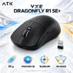 ATK VXE Dragonfly R1 SE+ Black Tri-Mode Wireless Gaming Mouse, PAW3395 SE Sensor, 18,000 DPI, 55g, Bluetooth, 2.4GHz, Wired USB, 1K Polling