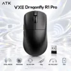 ATK VXE Dragonfly R1 Pro Black Wireless Gaming Mouse, PAW3395 Sensor, 26,000 DPI, 48g, 4K Polling with Required Receiver, Wired USB, 2.4GHz, 75-Hour Battery