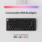 Keychron J2 75% Wireless Mechanical Keyboard, Black, Super Red Switches, Hot-Swappable RGB, QMK, 2.4 GHz, Bluetooth 5.2, USB-C - Image 7