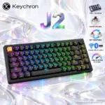 Keychron J2 75% Wireless Mechanical Keyboard, Black, Super Brown Switches, Hot-Swappable RGB, QMK, 2.4 GHz, Bluetooth 5.2, USB-C