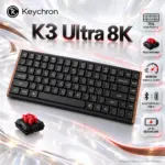 Keychron K3 Ultra 8K 75% Wireless Mechanical Keyboard, Black, Milk POM Red Switches, 8000 Hz, Bluetooth 5.2, USB-C, RGB, Hot-Swappable