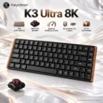 Keychron K3 Ultra 8K 75% Wireless Mechanical Keyboard, Black, Milk POM Brown Switches, 8000 Hz, Bluetooth 5.2, USB-C, RGB, Hot-Swappable