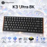 Keychron K3 Ultra 8K Black Wireless Mechanical Keyboard, 75% Compact Layout, Milk POM Banana Switches, Hot-Swappable, RGB, 2.4 GHz, Bluetooth 5.2, USB-C, Up to 550-Hour Battery