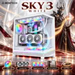 MONTECH SKY 3 BLACK Panoramic ATX Gaming Case, 3 ARGB Fans, Back-Connect Ready, 445mm GPU, 360mm Radiator, Modular Bottom Chamber, Wireless Lighting & 20Gbps USB-C