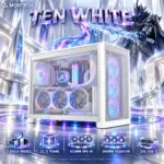 MONTECH TEN White 22.7L Modular Micro-ATX Gaming Case, 3 Modes, Mesh Airflow, 425mm GPU (M1), 360mm Radiator Support, 92mm Rear Fan & 20Gbps USB-C
