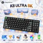 Keychron K8 Ultra 8K Black TKL Wireless Mechanical Keyboard with Brown Switches, Hot-Swap, RGB, ZMK, 8K Polling, 2.4 GHz, Bluetooth 5.2, USB-C and Aluminum Frame for Gaming Desk.