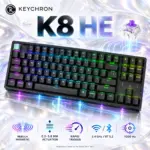 Keychron K8 HE Black Special Edition 80% Wireless Magnetic Keyboard with Nebula Switches, Adjustable Actuation, Rapid Trigger, RGB, Hot-Swap, Bluetooth 5.2 & 2.4 GHz