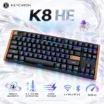 Keychron K8 HE Black Special Edition 80% Wireless Magnetic Keyboard with Nebula Switches, Adjustable Actuation, Rapid Trigger, RGB, Hot-Swap, Bluetooth 5.2 & 2.4 GHz