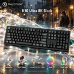 Keychron K10 Ultra 8K Black Wireless Mechanical Keyboard, Full-Size 100%, Apex Brown Hot-Swap Switches, RGB, 2.4 GHz, Bluetooth 5.2, USB-C, 4000 mAh Battery