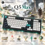 Keychron Q5 Max Black Wireless Mechanical Keyboard with Knob, 96% Layout, Gateron Jupiter Red Hot-Swap Switches, QMK/VIA, RGB, 2.4 GHz, Bluetooth, USB-C, Aluminum Body