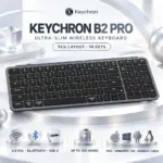 Keychron B2 Pro Ultra-Slim Wireless Keyboard, 96% ANSI Layout, 2.4 GHz, Bluetooth 5.2, USB-C, Space Gray