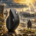 Keychron M6 8K Wireless Ergonomic Mouse, PixArt 3950, All-Silent Switches, Tri-Mode, Black