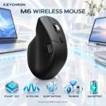 Keychron M6S-A1 Black Wireless Mouse with PixArt 3311 Sensor, 1K Polling, Silent Micro Switches, Bluetooth, 2.4 GHz and Wired USB Connectivity