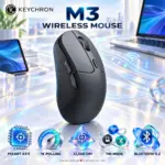 Keychron M3-A71 Black Tri-Mode Mouse with PixArt 3311 Sensor, 12,000 DPI, 1K Polling, Bluetooth 5.2 and Wired USB Connectivity