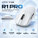 ATK VXE R1 Pro White Wireless Gaming Mouse — 48 g, PAW3950 Optical Sensor, 100–26,000 DPI, Up to 4,000 Hz Polling, 2.4 GHz and Wired Connectivity