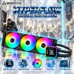 MONTECH HyperFlow Digital 360 White AIO CPU Cooler, Real-Time CPU/GPU Temperature Display, 3100 RPM Pump, 3 × E28 ARGB Fans, 20 FPI Radiator, Intel & AMD Compatible