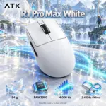 ATK VXE R1 Pro Max White Wireless Gaming Mouse — 54 g, PAW3950 Optical Sensor, 100–26,000 DPI, Up to 4,000 Hz Polling, 2.4 GHz and Wired Connectivity
