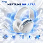 ATK Neptune N9 Ultra White-Blue Wireless Gaming Headset with 53 mm Drivers, 3D Spatial Sound, Quad-Mode Connectivity, 10 ms Low Latency, and Detachable Noise-Canceling Mic