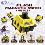 Akko Flash Magnetic Switch 45-Piece Pack, Linear Hall Effect, 25gf Initial Force, 3.5mm Travel, Factory-Lubed, N-Pole Down, 2-PIN Precision & Illuminated RGB Diffuser