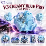 Akko V3 Creamy Blue Pro 45-Piece Tactile Mechanical Switch Pack, 5-Pin Design, Dustproof Stem, 45gf Operating Force, 55gf Tactile Force, 3.3mm Travel, Lubed Rails