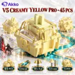 Akko V5 Creamy Yellow Pro 45-Piece Linear Mechanical Switches for Mechanical Gaming Keyboard, 50±5gf Force, 3.5mm Travel, 5-Pin MX Style, Factory Lubed & LED Diffuser
