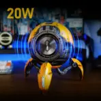 GravaStar Mars Pro Portable Bluetooth Loudspeaker With 20W Dual Speaker System, Passive Bass Radiator, 15H Playtime, RGB Lights, Dual Pairing, USB-C Charging, Volume Touch Controls | War Damaged Yellow - Image 2