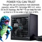 DeepCool PN1000D 1000W PSU ATX 3.1 & PCIe 5.1 Ready ATX12V V3.1 Non-Modular PSU With 80 Plus Gold, Cybernetics Gold, PCIe 5.1 12V-2x6 Cable, Sleeved Wires, Hydro Bearing Fan | Black - Image 5