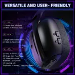 ATTACK SHARK L80PRO Wireless Gaming Headset With 20ms Low Latency, Tri-Mode 2.4G Bluetooth Wired Connection, Dual Detachable Mics, 40mm Drivers, 300mAh Battery | BLACK - Image 9