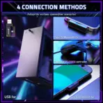 ATTACK SHARK L80PRO Wireless Gaming Headset With 20ms Low Latency, Tri-Mode 2.4G Bluetooth Wired Connection, Dual Detachable Mics, 40mm Drivers, 300mAh Battery | BLACK - Image 3