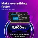 Crucial 16GB RAM DDR5 5600MHz (Down-clocking to 5200MHz or 4800Mhz) Laptop Memory, SODIMM 262-Pin, Compatible with Intel Core and AMD Ryzen Processors |  CT16G56C46S5