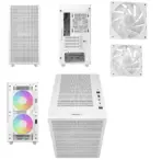 DEEPCOOL CH360 DIGITAL WH ARGB mATX White Gaming Case - Supports Mini-ITX / Micro-ATX -  Build in One 120mm & Two 140mm ARGB Fans | REAL-TIME DUAL-STATUS DIGITAL DISPLAY  | USB3.0, Audio , TYPE-C Front I/O Ports | Tempered Glass Window | WHITE R-CH360-WHAPE3D-G-1 - Image 10