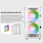 DEEPCOOL CH360 DIGITAL WH ARGB mATX White Gaming Case - Supports Mini-ITX / Micro-ATX -  Build in One 120mm & Two 140mm ARGB Fans | REAL-TIME DUAL-STATUS DIGITAL DISPLAY  | USB3.0, Audio , TYPE-C Front I/O Ports | Tempered Glass Window | WHITE R-CH360-WHAPE3D-G-1 - Image 3