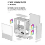 DEEPCOOL CH360 DIGITAL WH ARGB mATX White Gaming Case - Supports Mini-ITX / Micro-ATX -  Build in One 120mm & Two 140mm ARGB Fans | REAL-TIME DUAL-STATUS DIGITAL DISPLAY  | USB3.0, Audio , TYPE-C Front I/O Ports | Tempered Glass Window | WHITE R-CH360-WHAPE3D-G-1 - Image 8