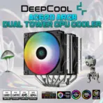 DeepCool AG620 ARGB Dual Tower CPU Cooler With 260W TDP, 6 Copper Heat Pipes, Dual 120mm Hydro Bearing Fans, Addressable RGB Lighting, Core Touch 2.0, LGA1851 & AM5 Support | BLACK 