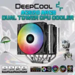 DeepCool AG620 ARGB Dual Tower CPU Cooler With 260W TDP, 6 Copper Heat Pipes, Dual 120mm Hydro Bearing Fans, Addressable RGB Lighting, Core Touch 2.0, LGA1851 & AM5 Support | BLACK 