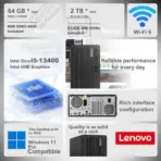 LENOVO ThinkCentre M70t Gen 5 Desktop Intel® Core i5-13400 | 8GB DDR5 RAM ; 512 SSD NVMe® | Intel® UHD Graphics 730 | DOS | Wi-Fi® 6E + BT5.3 + Ethernet | Wired Mouse &  Keyboard Included | BLACK | 1 YEAR WARRANTY - Image 2