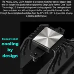DeepCool Ak620 Zero Dark Dual-Tower CPU Cooler with 6 Copper Heatpipes, Dual 120mm Fdb Fans , 500-1850 Rpm , 68.99 Cfm,  260w Max Dissipation , Intel LGA AMD AM5/AM4 Sockets | BLACK - Image 6