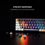 FANTECH ATOM63 MK874V2 MECHANICAL GAMING KEYBOARD - 60% , 63 Total keys – Double Injection Keycaps – 3 Pin Hot Swappable – Blue Switch – 17 RGB Modes – 26 Keys Rollover AntiGhosting | MIZU SERIES NAVY BLUE - Image 4
