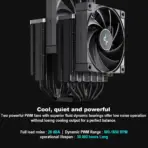 DeepCool Ak620 Zero Dark Dual-Tower CPU Cooler with 6 Copper Heatpipes, Dual 120mm Fdb Fans , 500-1850 Rpm , 68.99 Cfm,  260w Max Dissipation , Intel LGA AMD AM5/AM4 Sockets | BLACK - Image 5