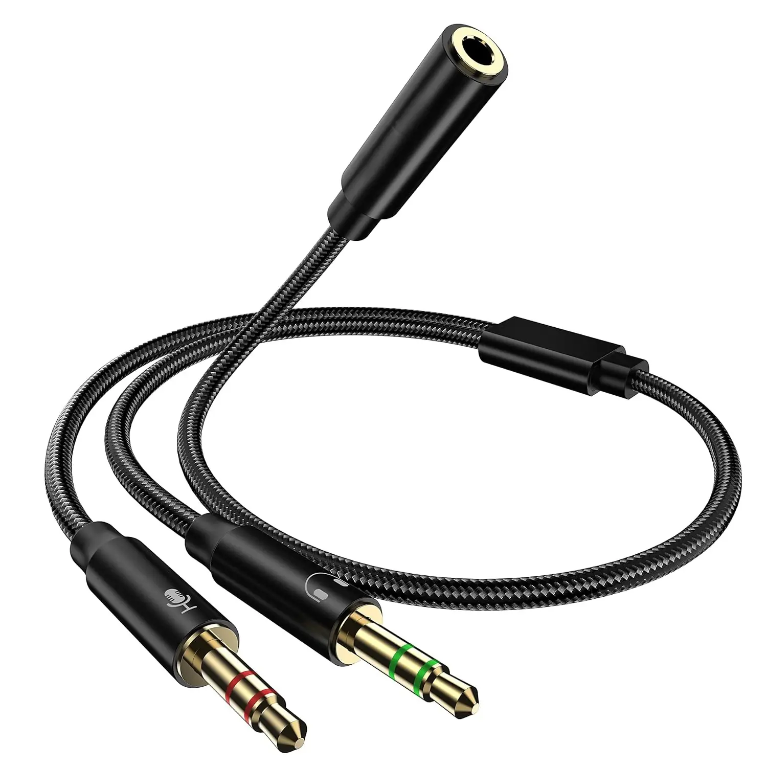 Headphone-AUX-Splitter-Female-to-2-Male-Audio-Jack-3-2.webp Headphone Splitter Mic Cable for Computer, 3.5mm Headphone Mic Stereo Y Splitter, Headset 3.5mm Female to 2 Dual Male Microphone Audio Jack Stereo Jack to Gaming Speaker PC Adapter - Image 1