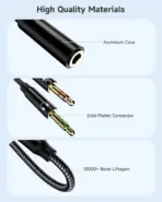 Headphone Splitter Mic Cable for Computer, 3.5mm Headphone Mic Stereo Y Splitter, Headset 3.5mm Female to 2 Dual Male Microphone Audio Jack Stereo Jack to Gaming Speaker PC Adapter - Image 6