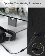 Headphone Splitter Mic Cable for Computer, 3.5mm Headphone Mic Stereo Y Splitter, Headset 3.5mm Female to 2 Dual Male Microphone Audio Jack Stereo Jack to Gaming Speaker PC Adapter - Image 4