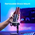 HyperX QuadCast 2 USB Gaming Microphone with Hi-Res Studio-Quality Recording, Tap-to-Mute Sensor, On-Board Controls, Removable Shock Mount & Stunning HyperX Red Lighting for PC, PS4, PS5 | BLACK RED - Image 2