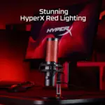 HyperX QuadCast 2 USB Gaming Microphone with Hi-Res Studio-Quality Recording, Tap-to-Mute Sensor, On-Board Controls, Removable Shock Mount & Stunning HyperX Red Lighting for PC, PS4, PS5 | BLACK RED