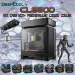 DeepCool CL6600 ATX Case With Preinstalled 360mm Liquid Cooler & Dual ARGB Fans, Split Chamber Design, 413mm GPU Support, FDB Fans, High Airflow Tempered Glass | WOOD/Black
