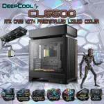 DeepCool CL6600 ATX Case With Preinstalled 360mm Liquid Cooler & Dual ARGB Fans, Split Chamber Design, 413mm GPU Support, FDB Fans, High Airflow Tempered Glass | WOOD/Black