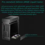 DeepCool CL6600 ATX Case With Preinstalled 360mm Liquid Cooler & Dual ARGB Fans, Split Chamber Design, 413mm GPU Support, FDB Fans, High Airflow Tempered Glass | WOOD/Black - Image 6