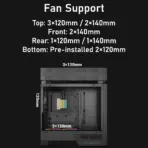 DeepCool CL6600 ATX Case With Preinstalled 360mm Liquid Cooler & Dual ARGB Fans, Split Chamber Design, 413mm GPU Support, FDB Fans, High Airflow Tempered Glass | WOOD/Black - Image 7