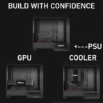 DeepCool CL6600 ATX Case With Preinstalled 360mm Liquid Cooler & Dual ARGB Fans, Split Chamber Design, 413mm GPU Support, FDB Fans, High Airflow Tempered Glass | WOOD/Black - Image 8